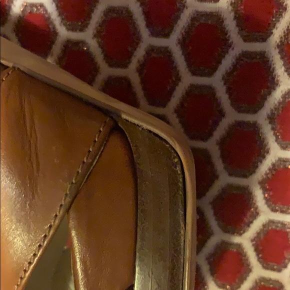 MK heels, luggage brown w gold, platform heel, 10 - Picture 5 of 6
